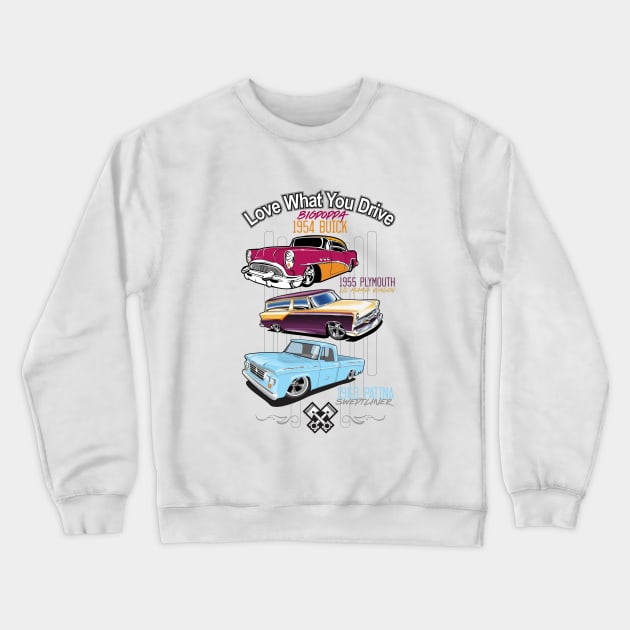 Three Classic Hot Rods Crewneck Sweatshirt by PharrSideCustoms